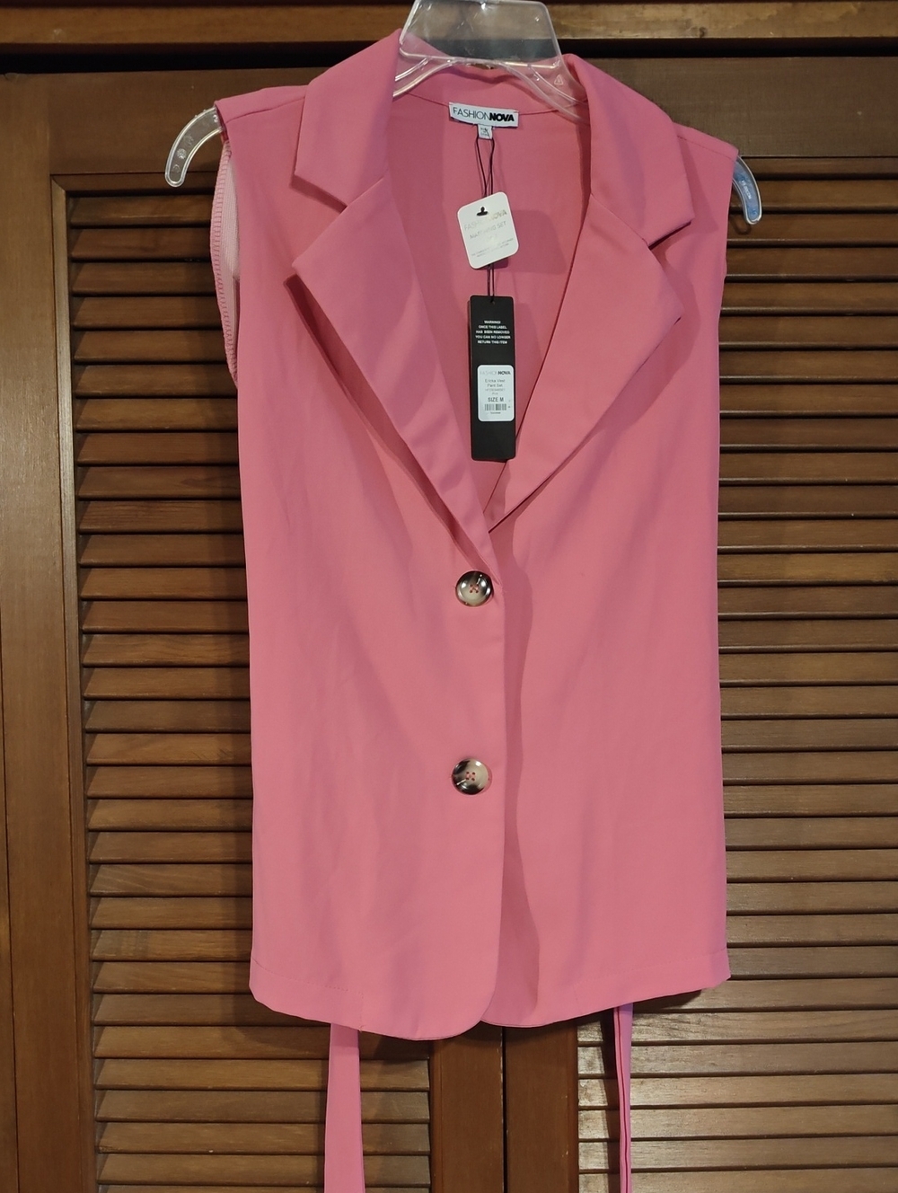NWT Fashion Nova Pink Sleeveless Blazer Vest